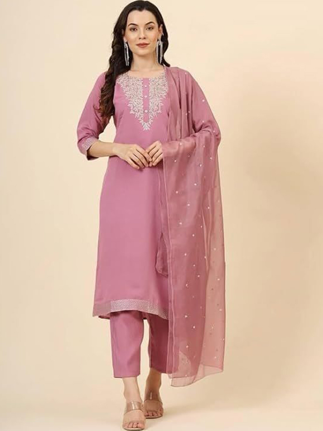 WONAARI Women Floral Embroidered Kurta