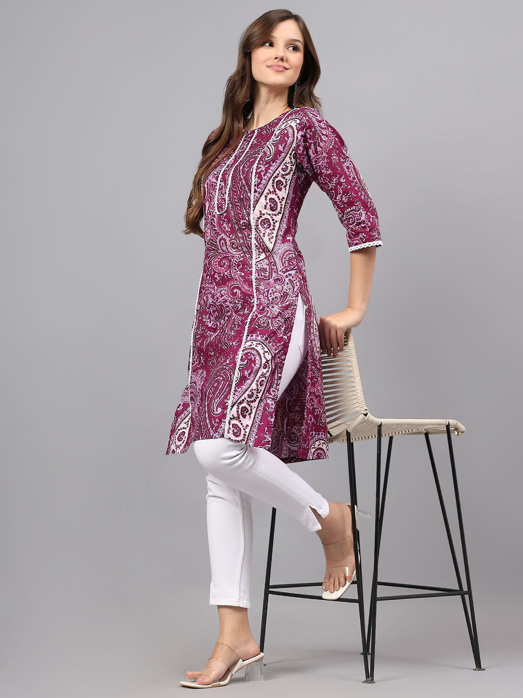 ZARISTAA Paisley Printed Pure Cotton Straight Kurta