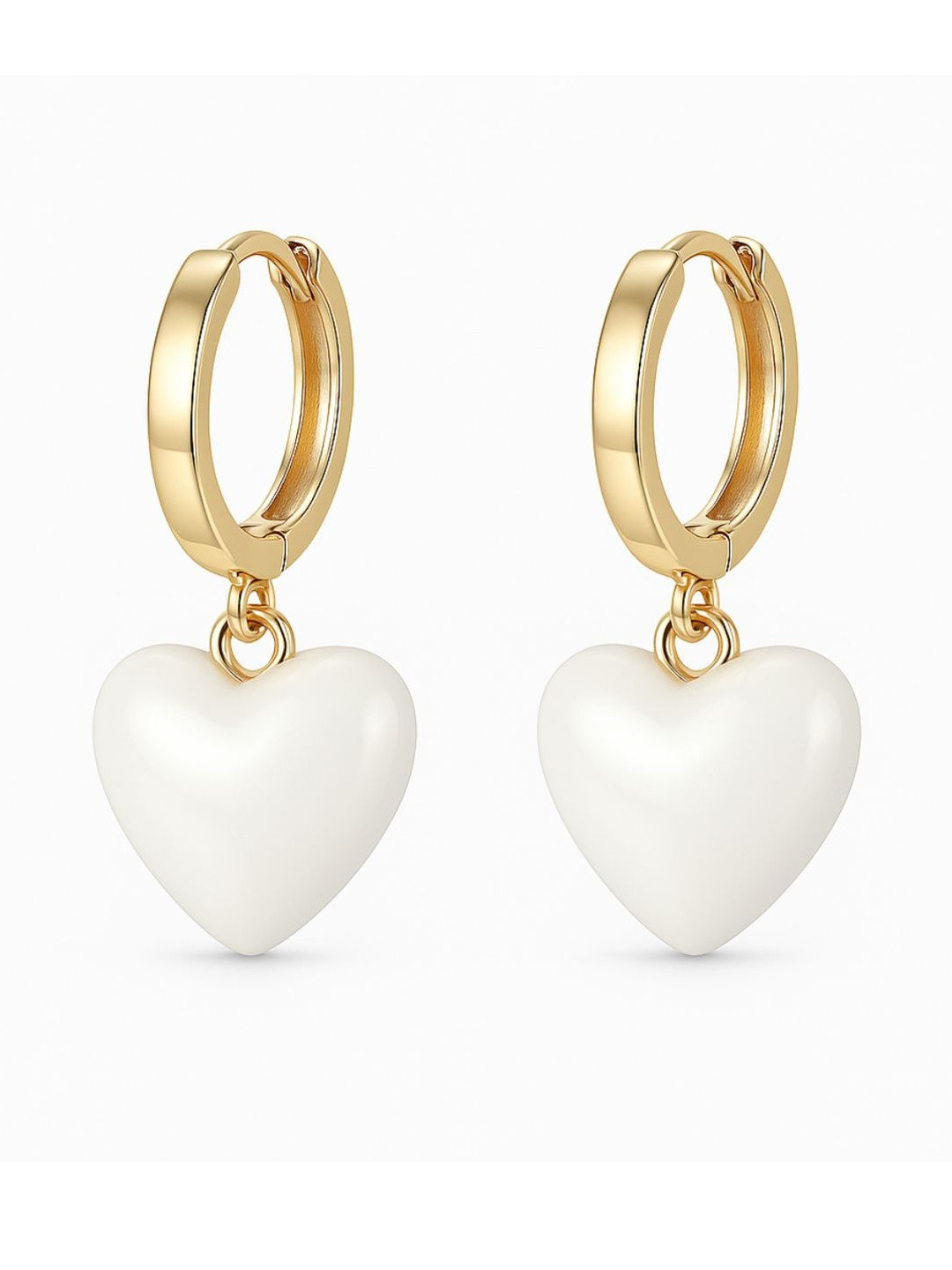 DressBerry  Gold Plated Heart Shaped Drop Hoop Earrings