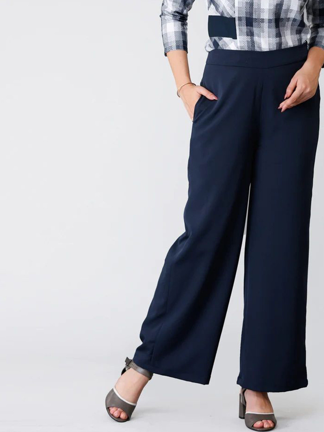 FNOCKS Women Straight High Pure Cotton Waist Palazzo