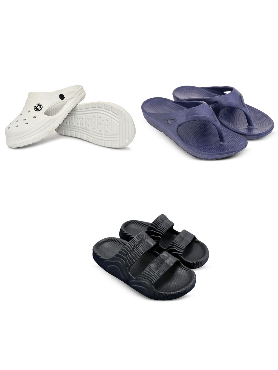 Feel alive Men Set of 3 Thong Flip-Flops and Clogs