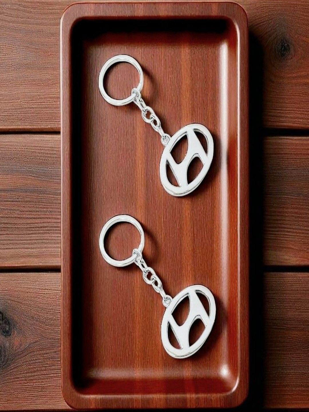 ADOREAL Set of 2 Silver Steel Hyundai Keychain