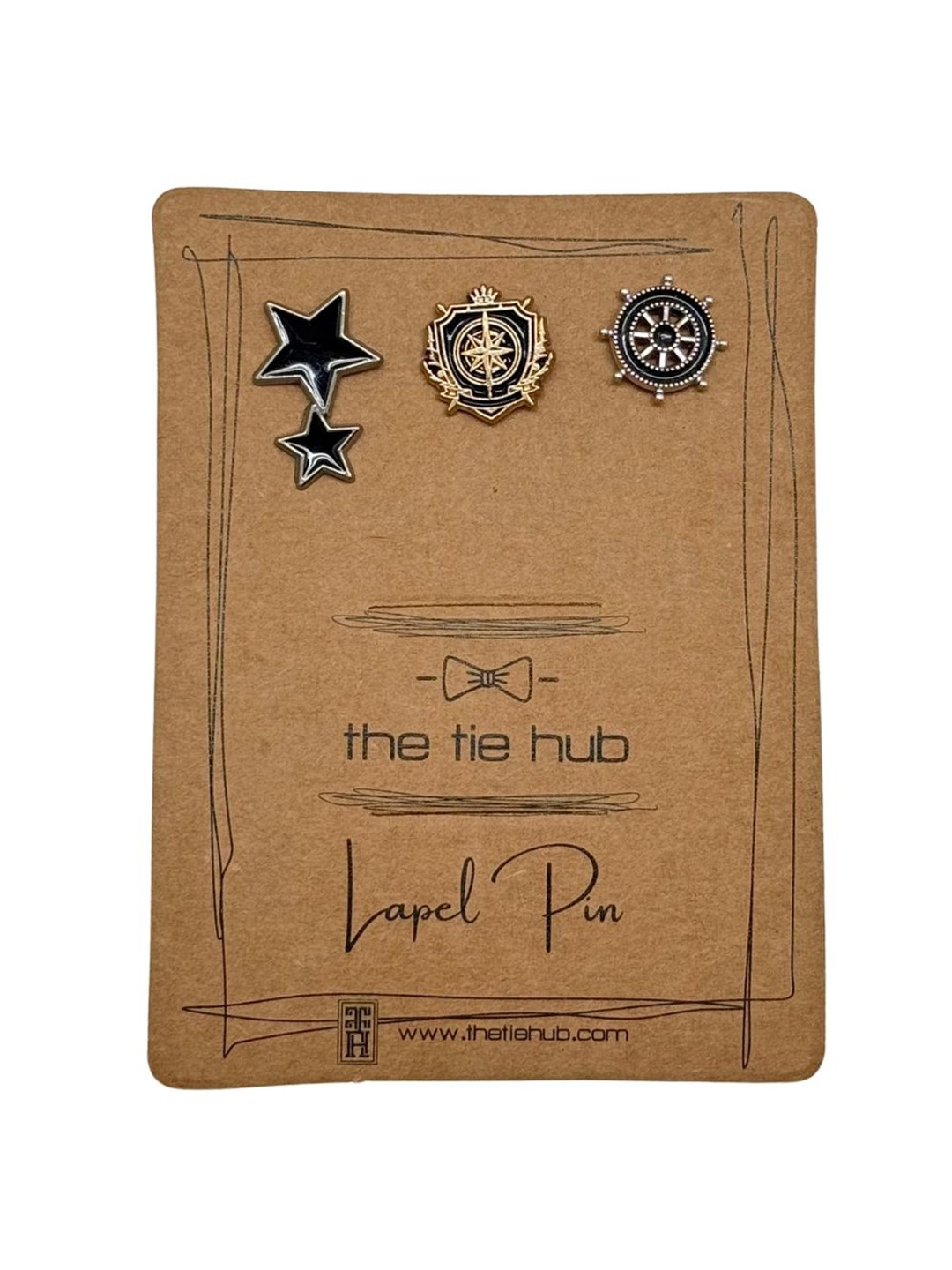 The Tie Hub Men Set Of 3 Star & Nautical Minimal Brooches