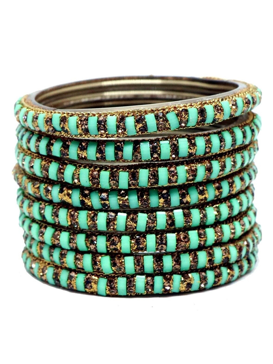 Shasmi Set Of 8 Artificial Stone Studded Bangles