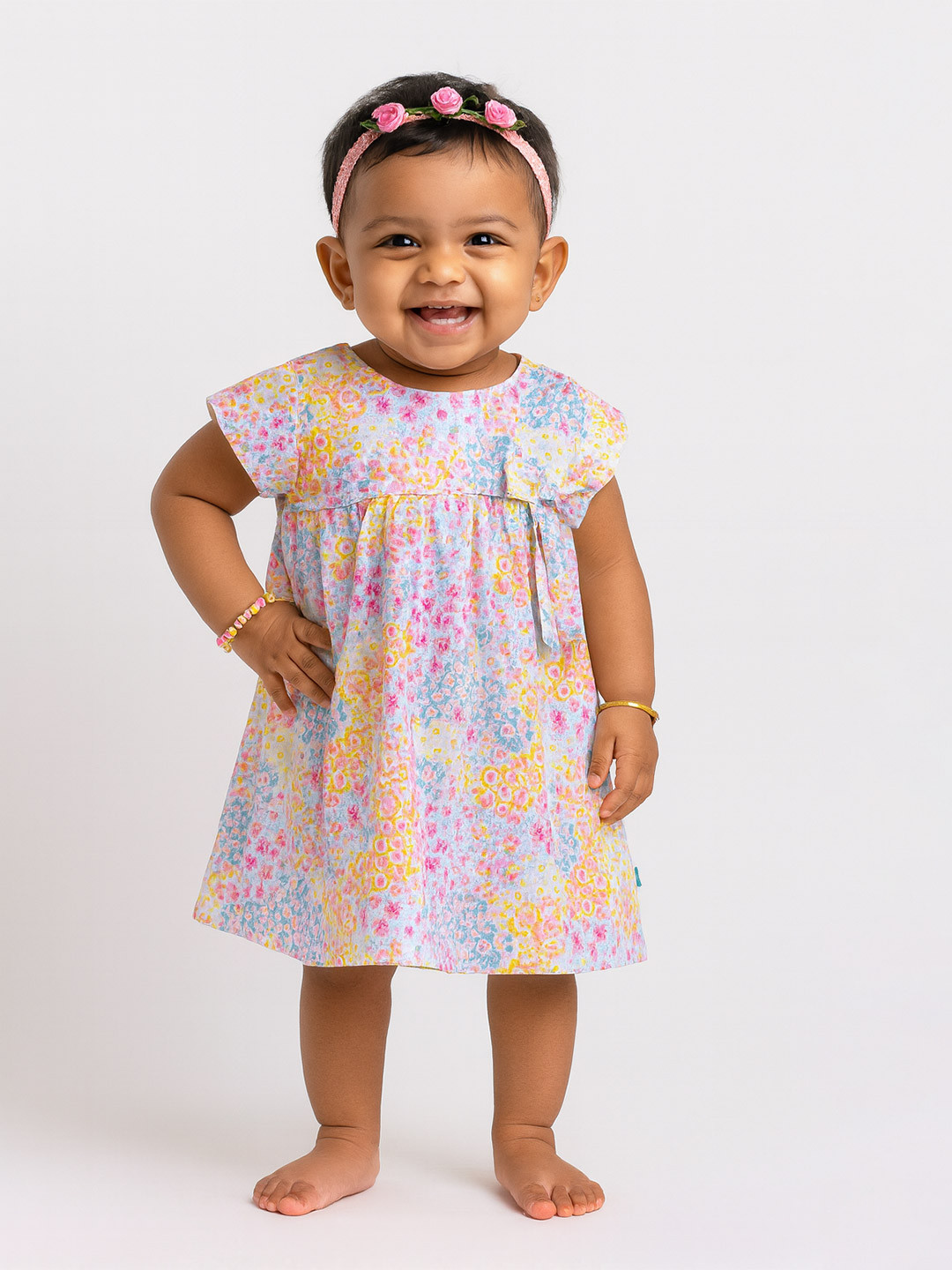 JusCubs Floral Print Cotton Empire Dress