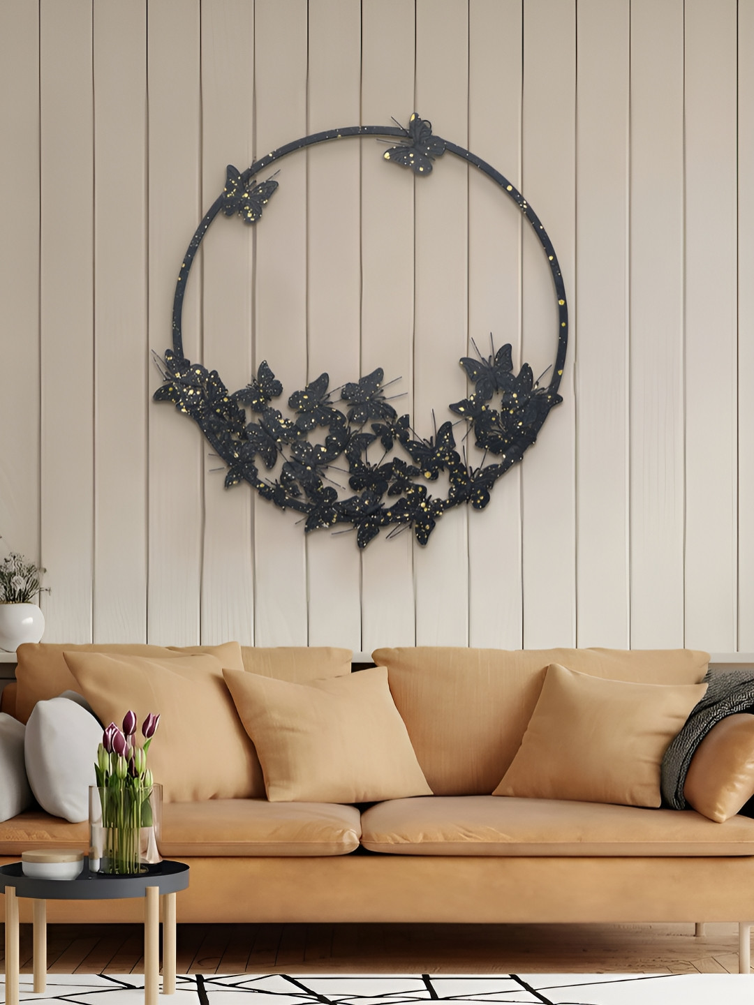 Metalsmith Black Single Piece Wood Abstract Wall Paintings