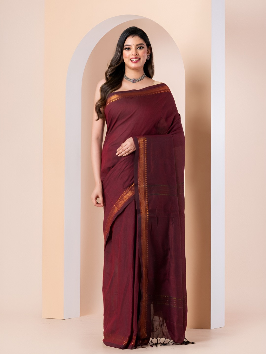 Durga Handlooms Woven Design Zari Pure Cotton Narayan Peth Saree