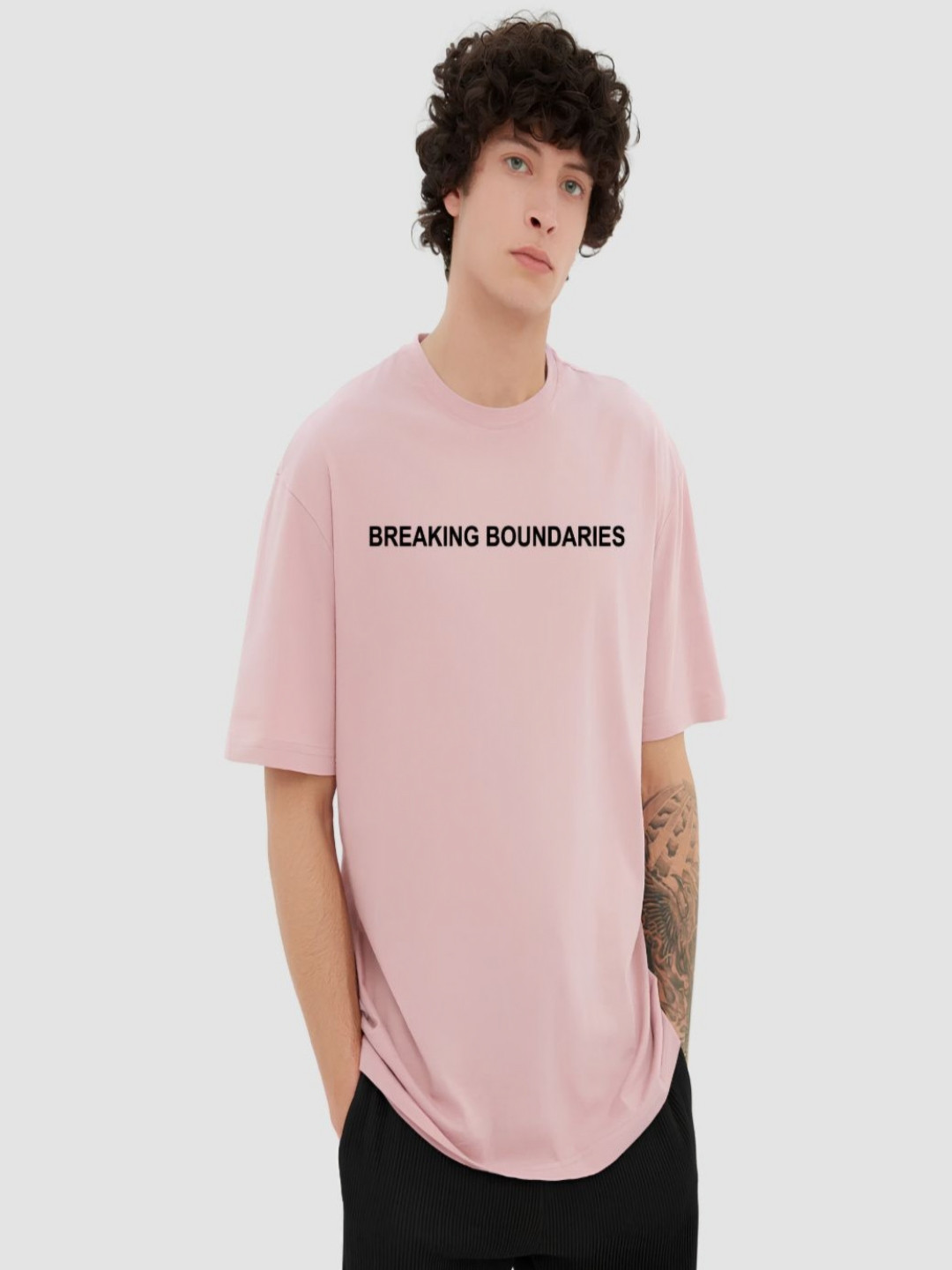 KART BLACK Men Typography Printed Round Neck Cotton Oversized T-shirt