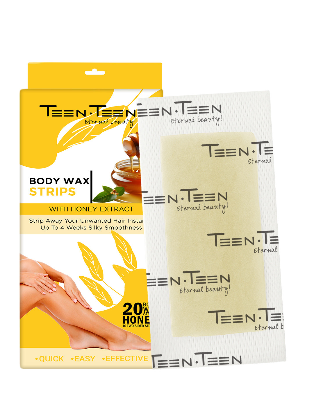 TEEN TEEN COSMETICS Unwanted Hair Removal Body Wax Strips With Honey Extracts - 20 Pcs