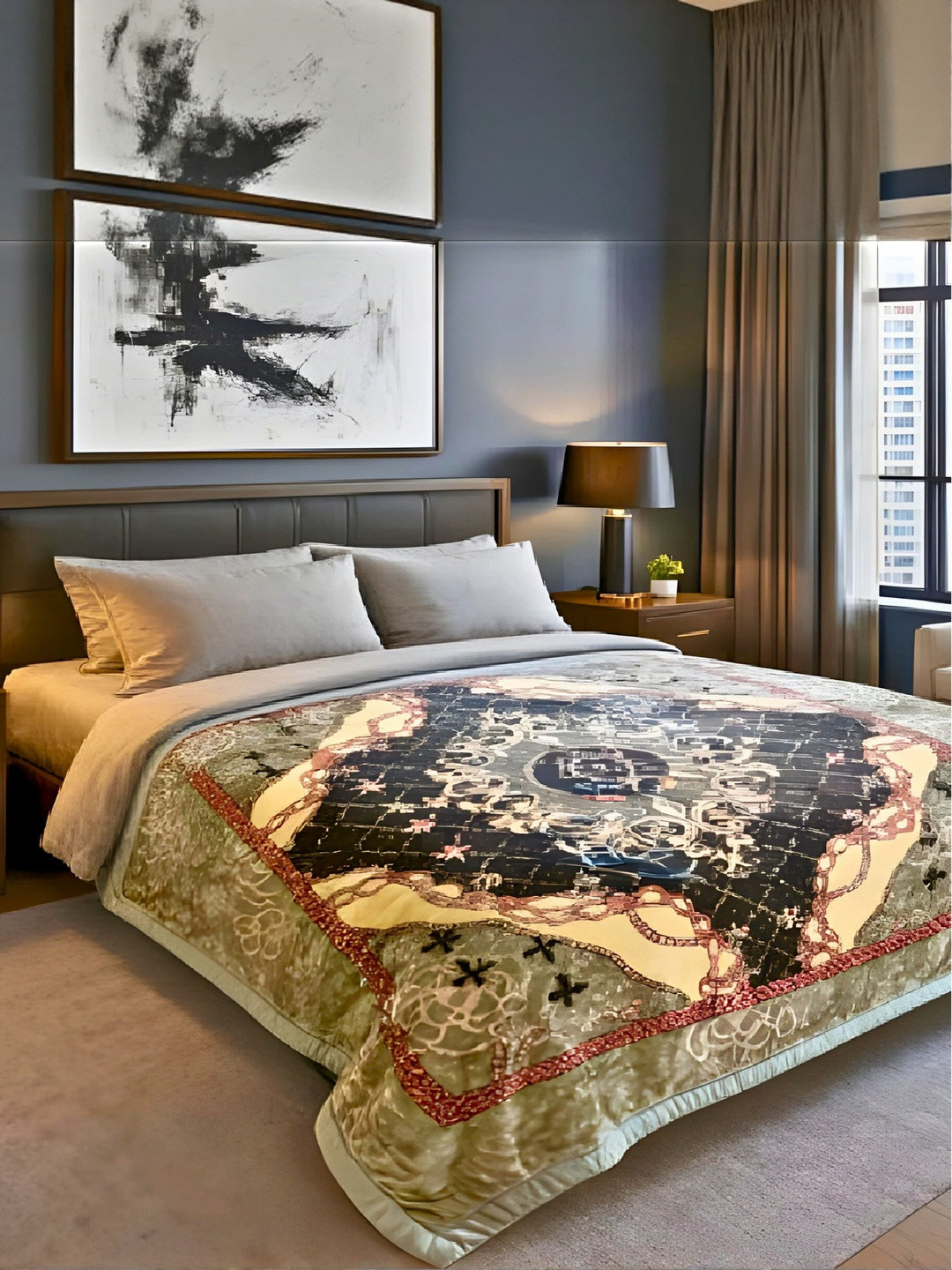 Signature Green & Black Mild Winter 380 GSM Double Bed Blanket