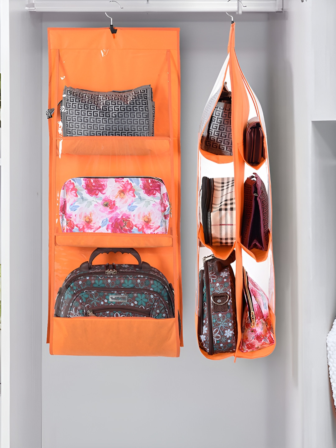 Aura Orange & Transparent 2 Pieces 6 Pocket Magazine Organisers