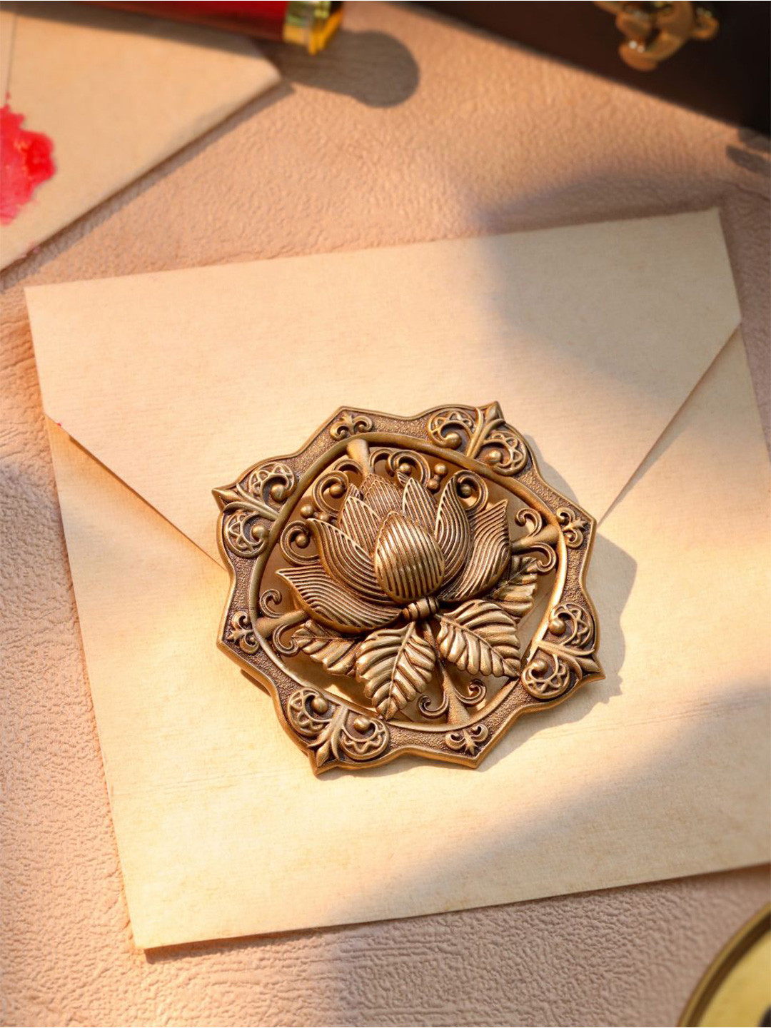 COSA NOSTRAA Gold-Toned Plated Eternal Lotus Brass Brooch