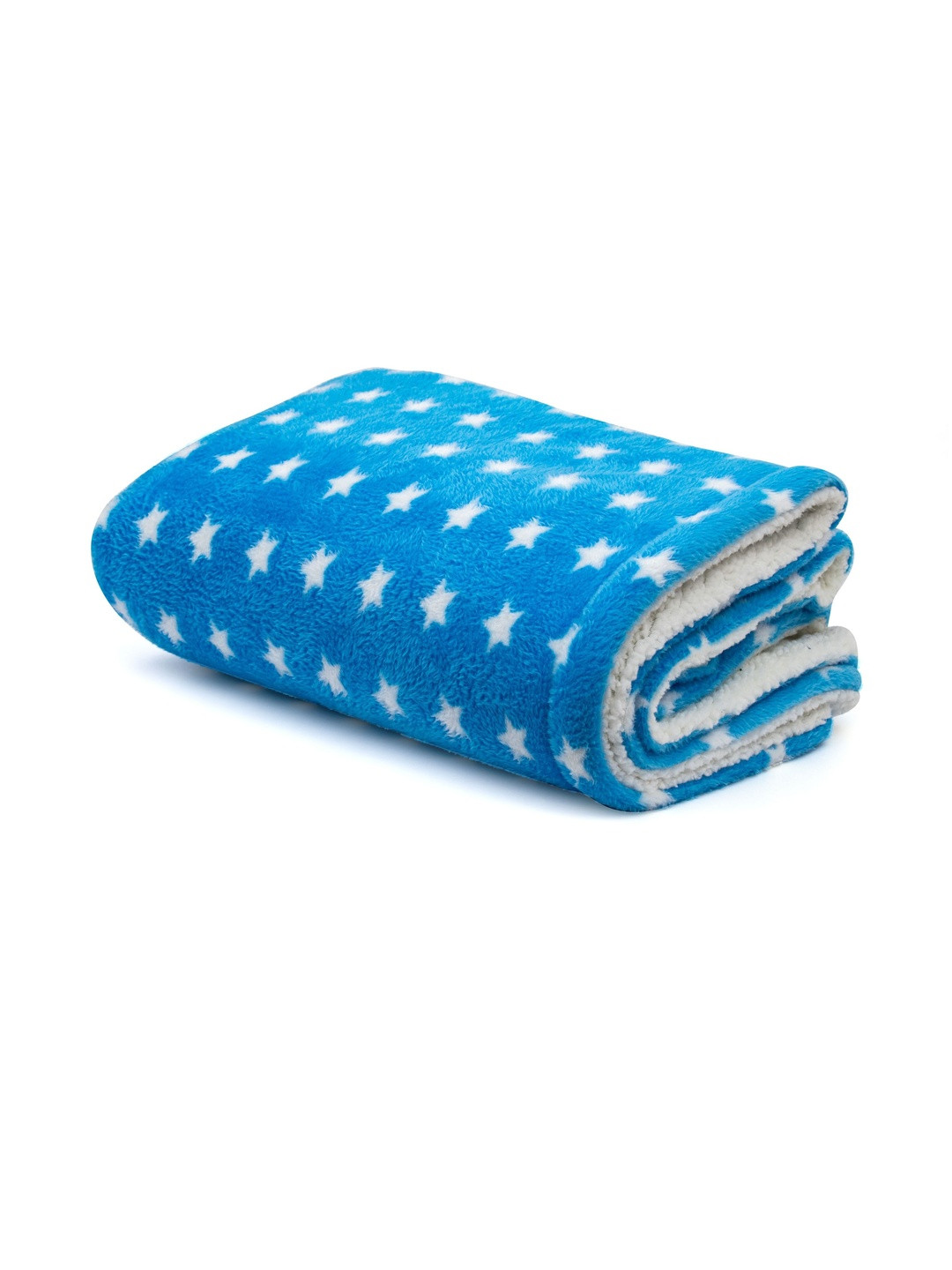 SIDLY PIDLY Kids Blue & White Star Printed AC Room 210 GSM Fur Blanket