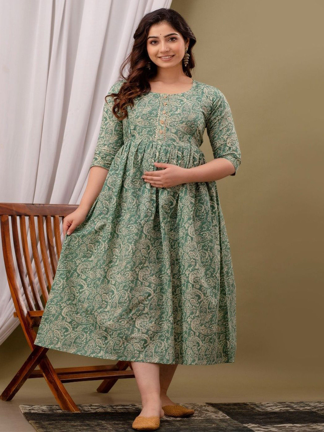 MAINA CREATION Women Floral Printed Cotton Anarkali Kurta
