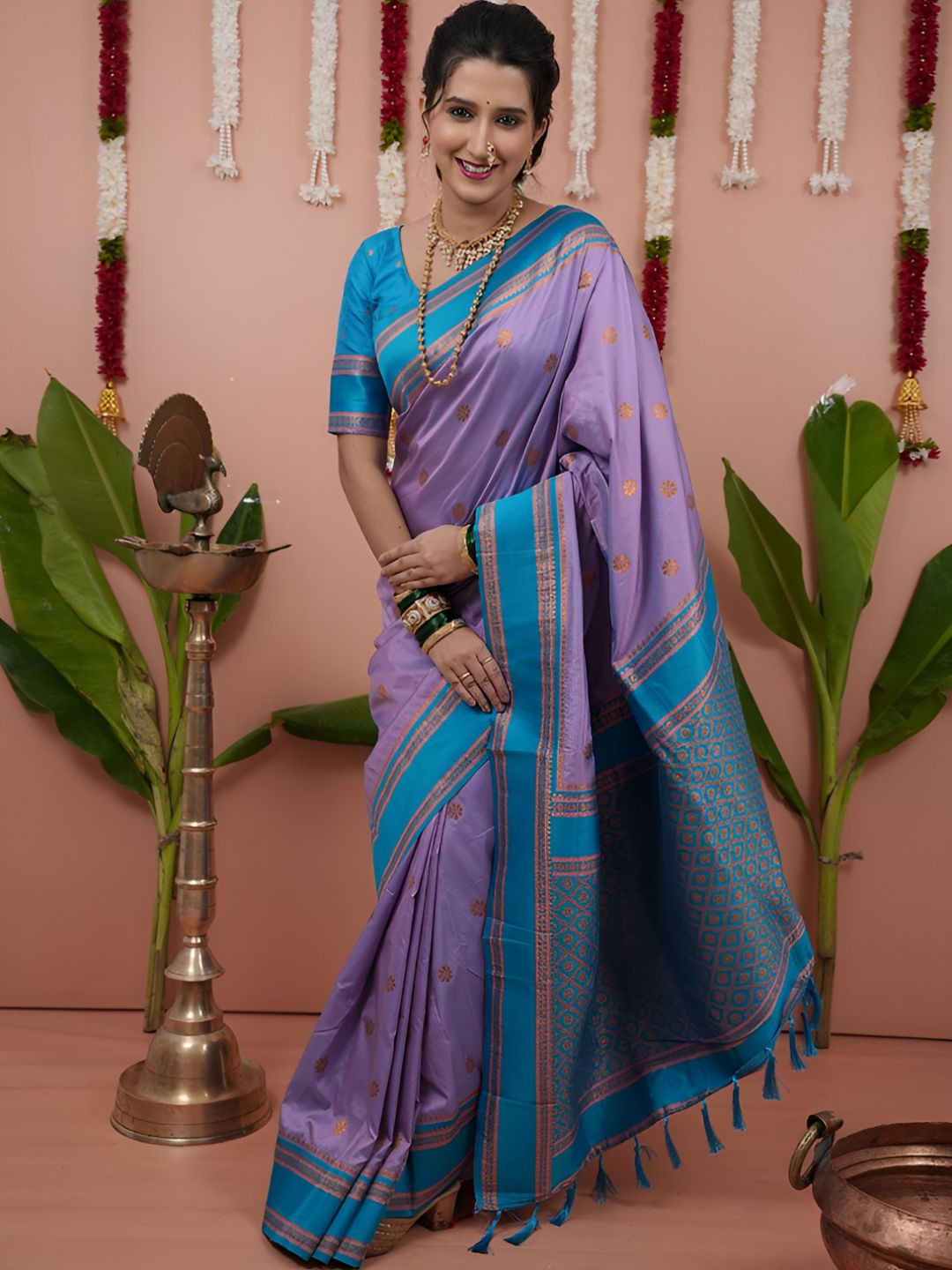Kalaashree Women Ethnic Motifs Woven Design Zari Narayan Peth Saree