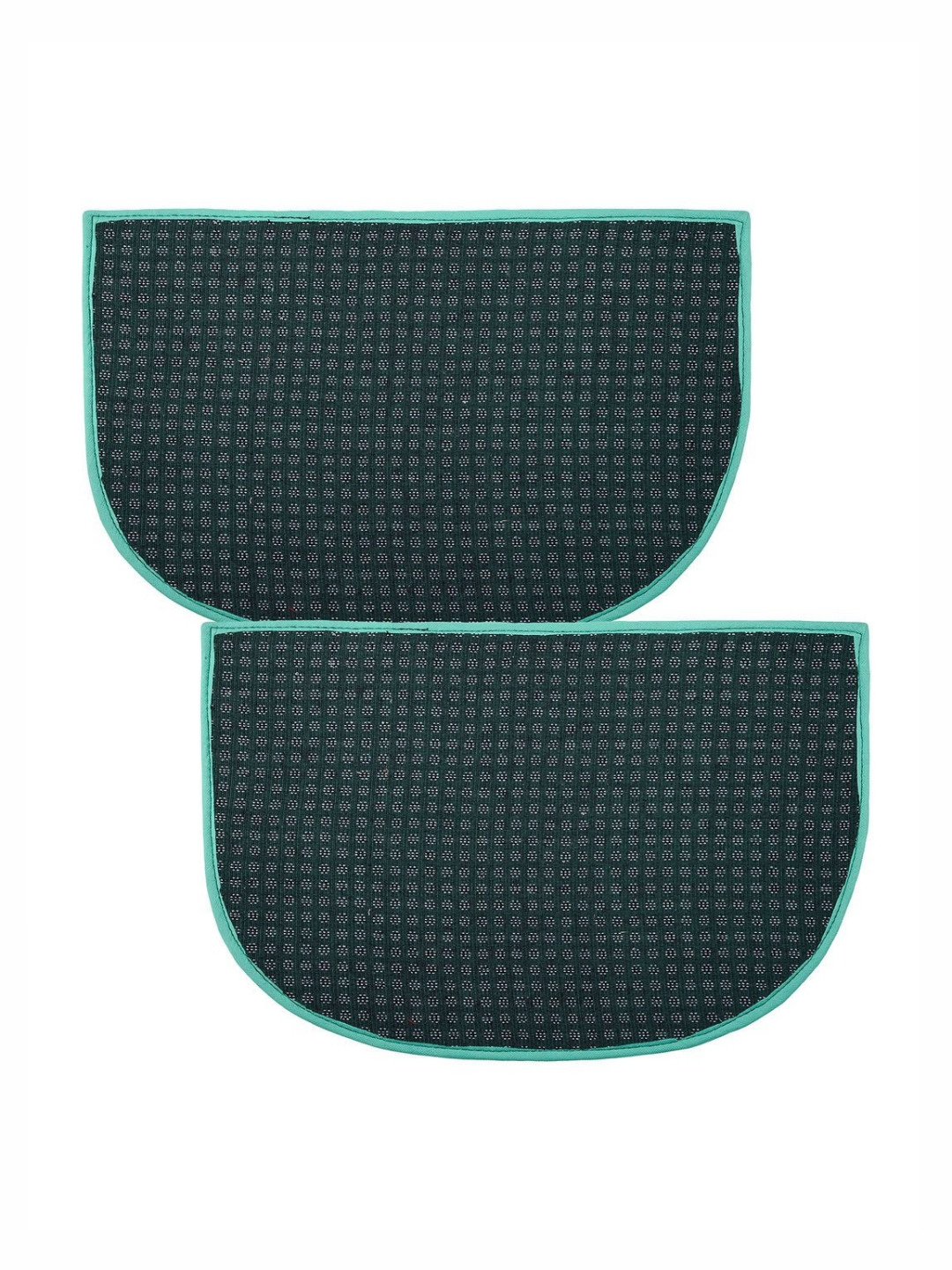 Aura Green 2 Pieces Dot D-Shap Woolen Anti-Skid Doormats