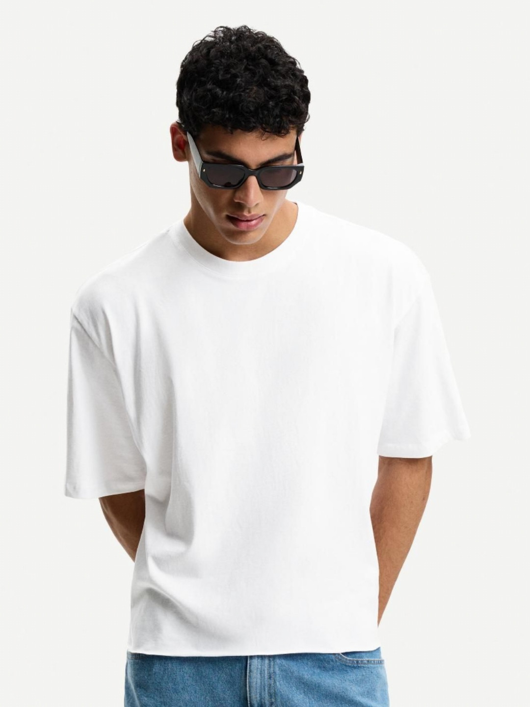 Bershka Short Sleeve Cropped Pure Cotton T-shirt