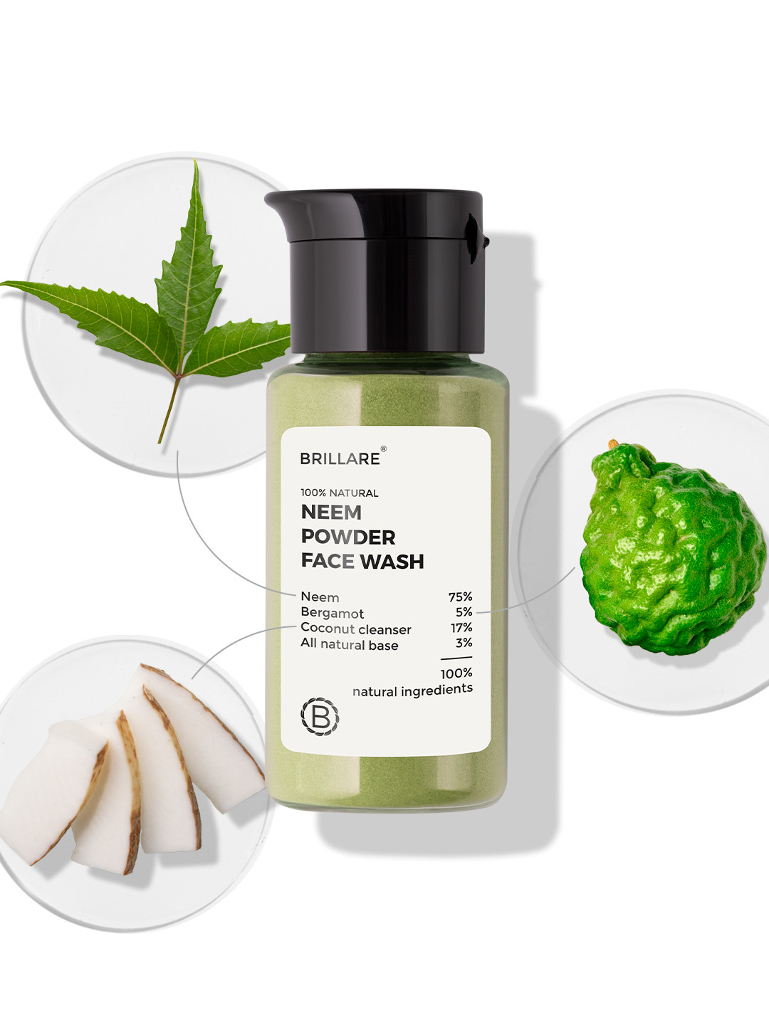 BRILLARE Neem Powder Face Wash for Acne,Pimples|100% Natural Face Wash for men and women