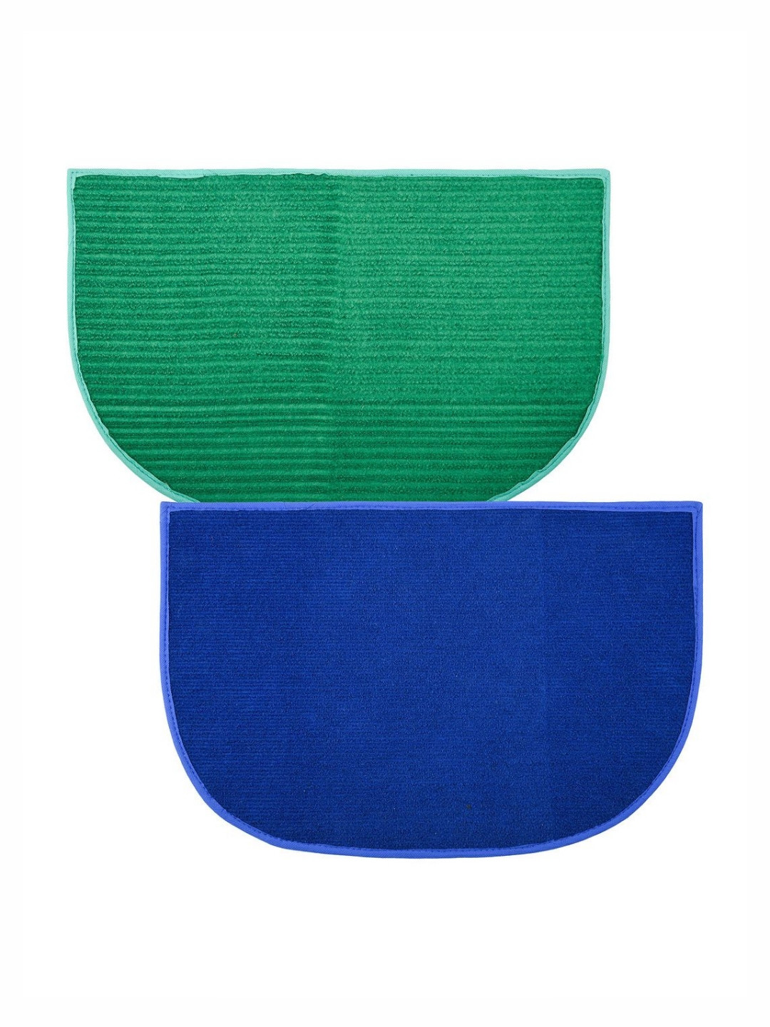 Aura Green & Blue 2 Pieces Wool Anti-Skid Doormats