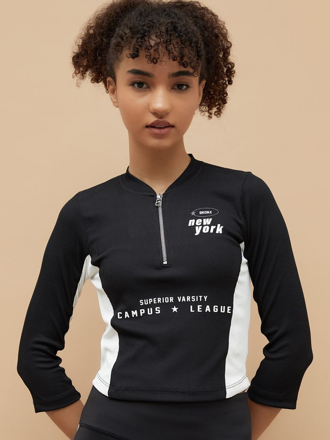 Kappa Women Typography Printed Mandarin Collar T-shirt