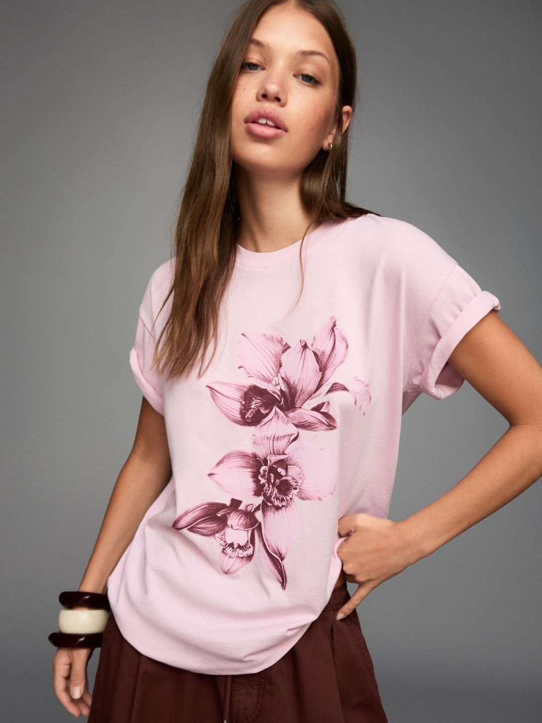 Bershka Printed Short Sleeve Oversize T-shirt