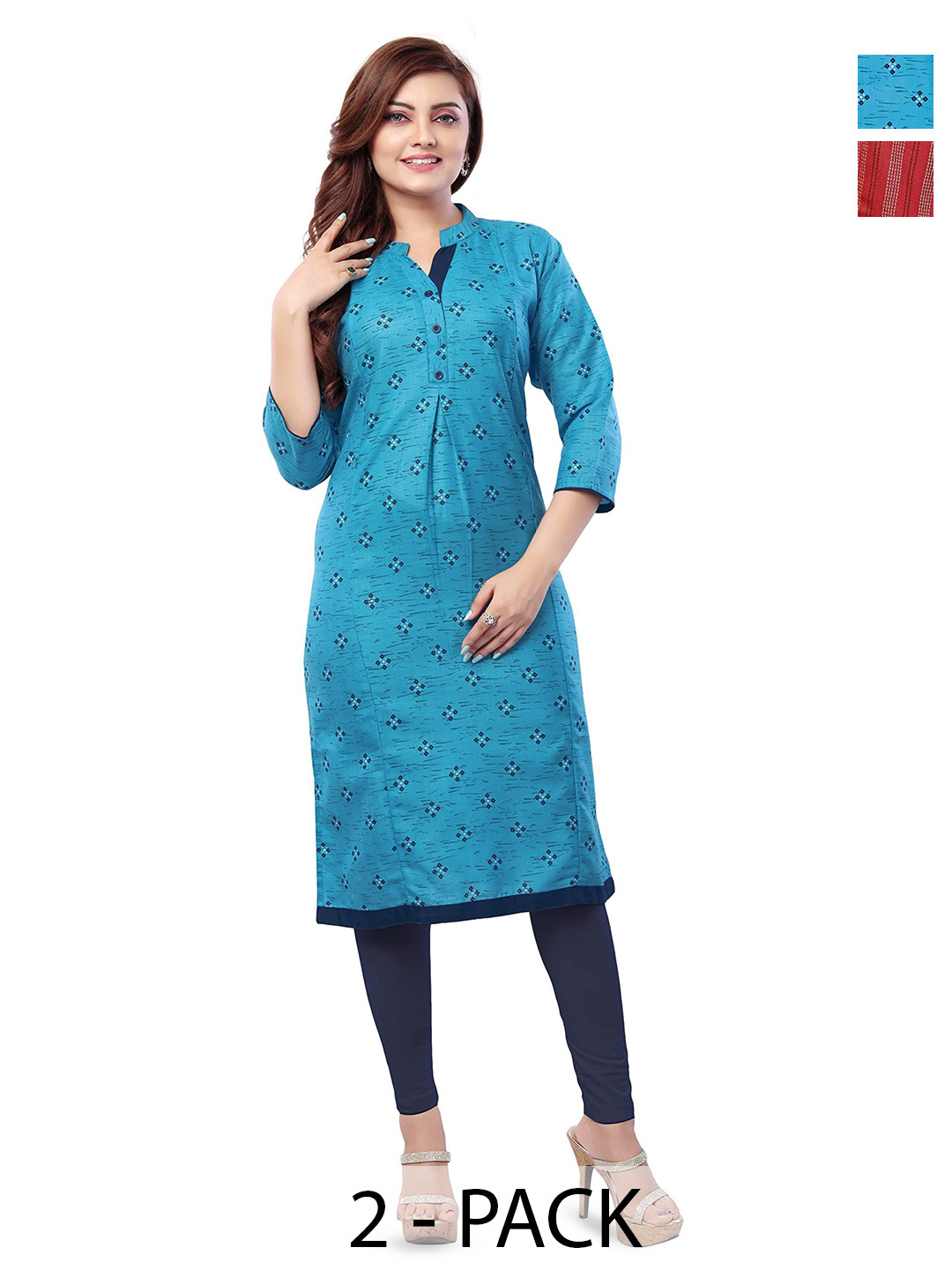 B2F Manufacturing & Designing Kurti Women Pack of 2 Floral Printed Maternity Cotton Kurtas
