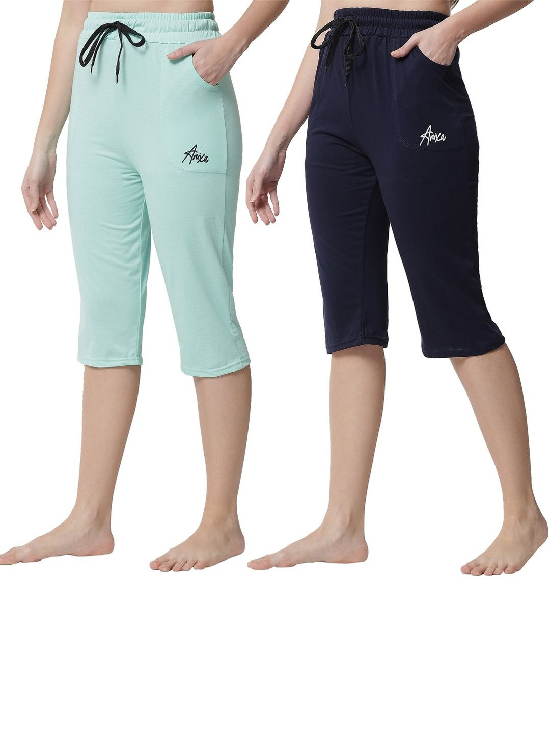 FIT N FAME Women Pack Of 2 Mid Rise Relaxed Fit Capris