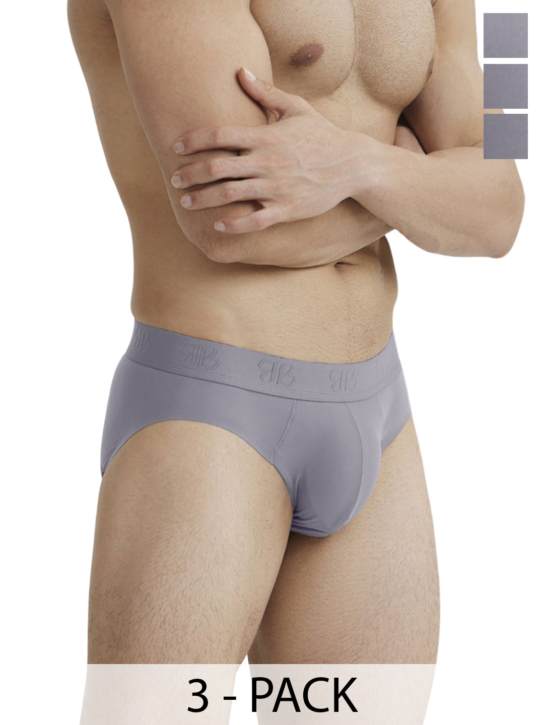 B'there Men Pack Of 3 Mid-Rise Basic Briefs U006_DLC_DLC_DLC
