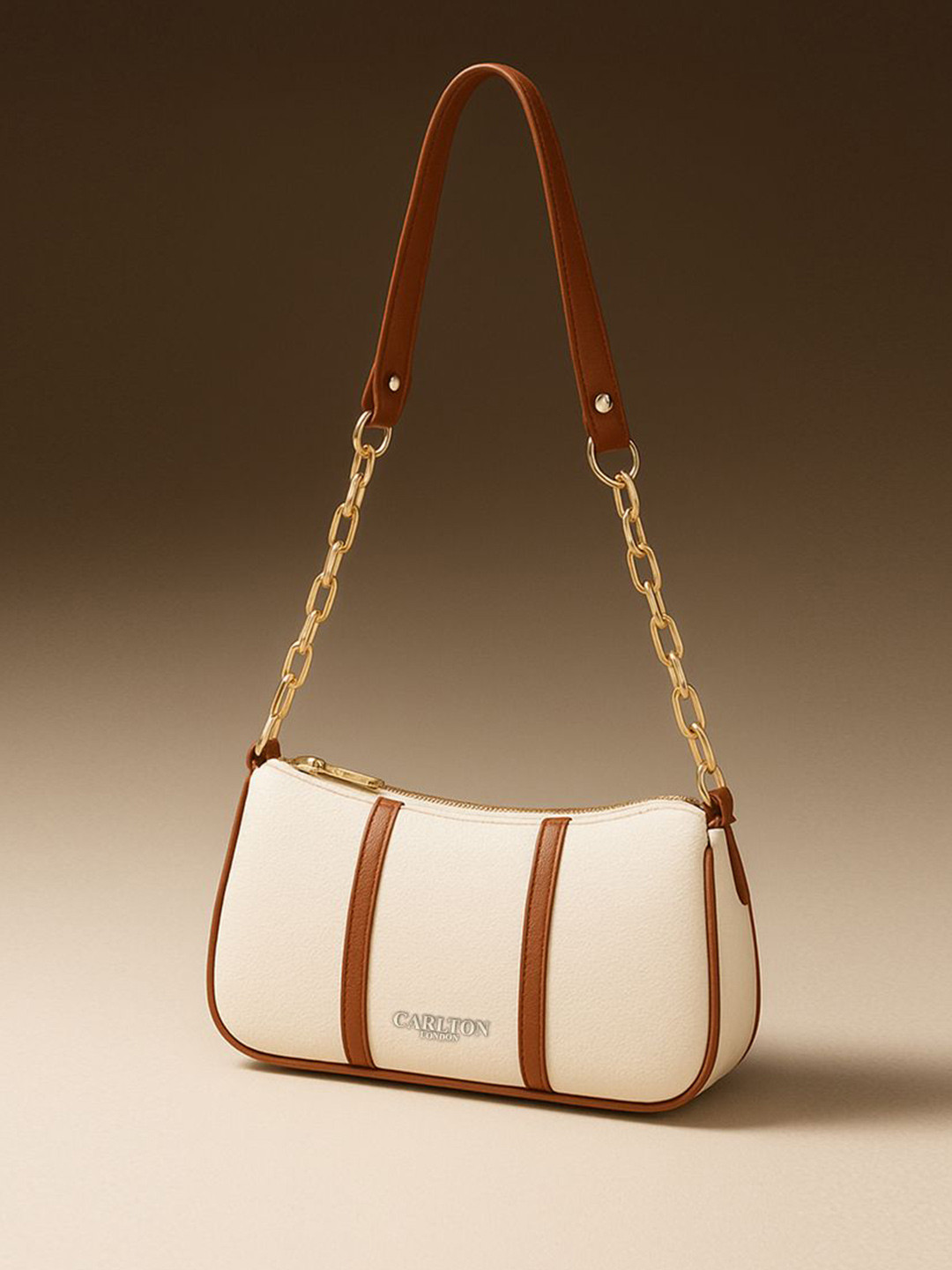 Carlton London Women Textured Structured Zip Detail Sling Bag