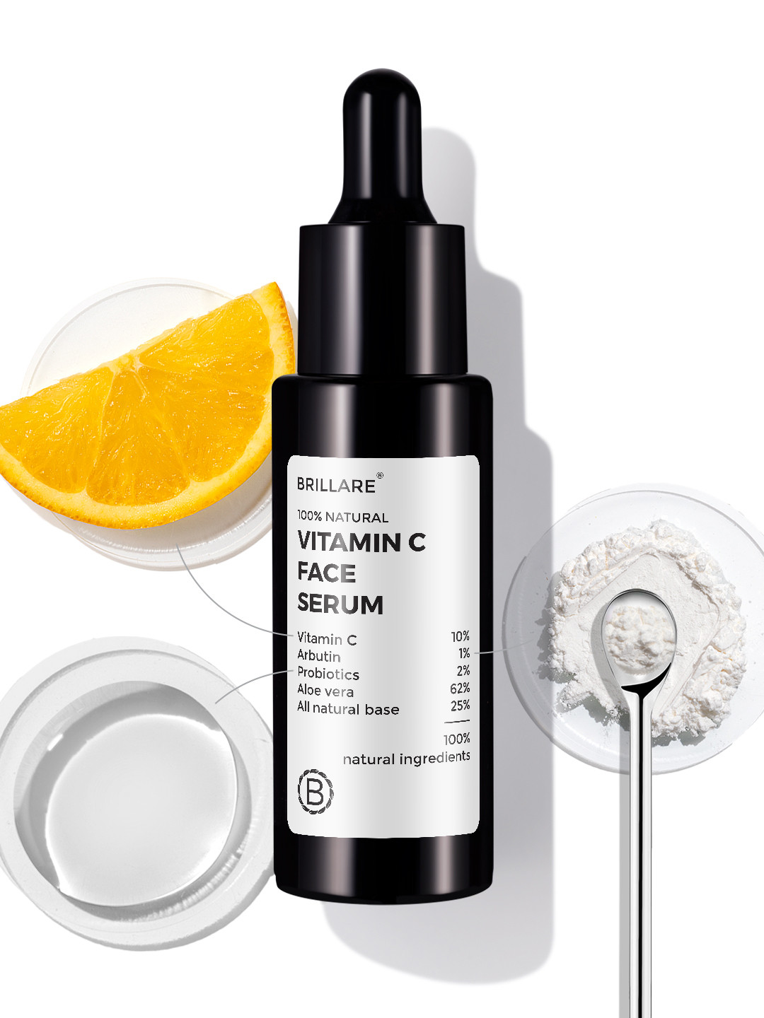 BRILLARE 10% Vitamin C Face Serum for Glowing Skin with Probiotics |Visible Glow in 7 Days