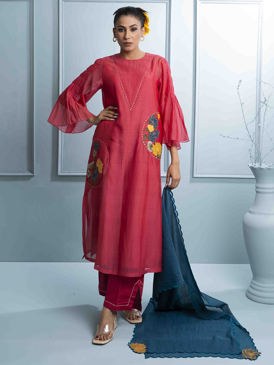 The White Tree Studio Women Solid Kalamkari Daily Straight Kurta