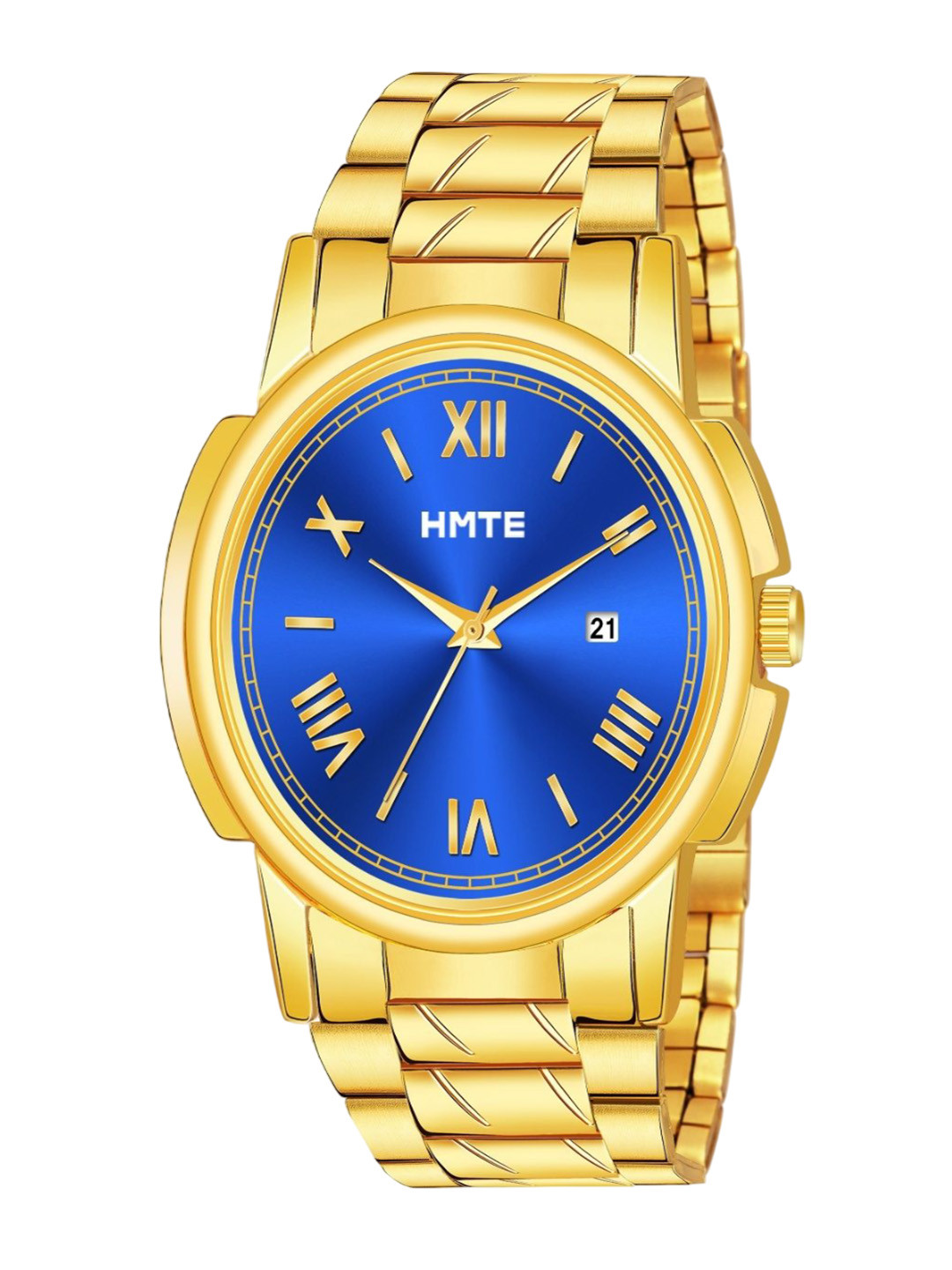 HMTE Men Stainless Steel Bracelet Style Straps Analogue Watch HM-5921Blue
