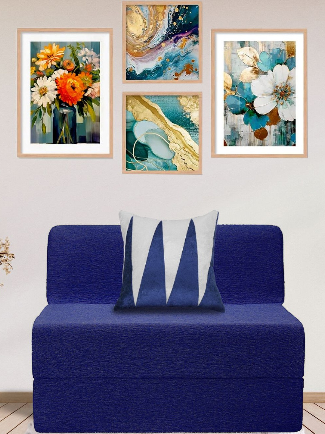 Clex Blue Space Saving Premium Sofa Cum Bed