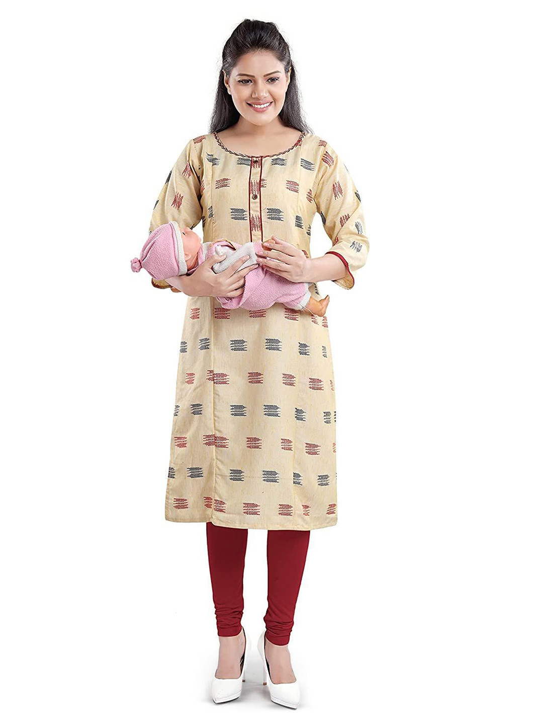 B2F Manufacturing & Designing Kurti Women Woven Design Maternity Straight Kurta