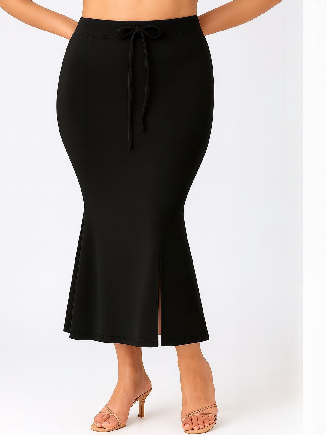 Nature Thread Side Slit Lycra Saree Skirt Solid Shapewear