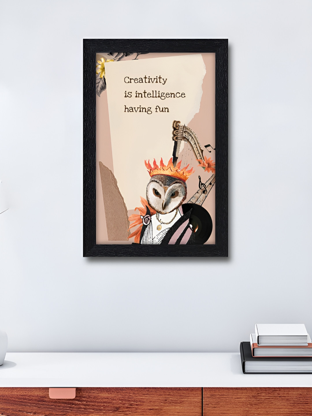 RANDOM Beige & Orange Bird Printed Wooden Wall Art