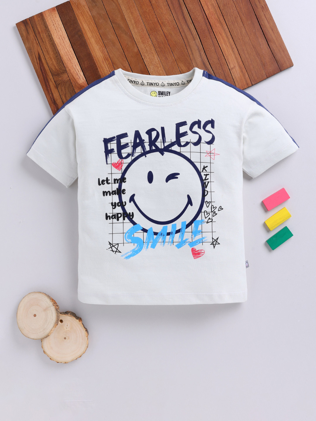 YK X Tinyo Boys Typography Printed Pure Cotton T-shirt