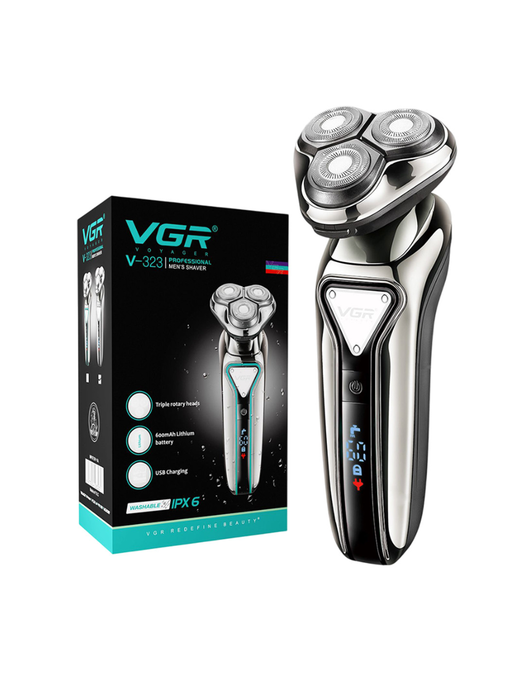 VGR V-323 Professional Waterproof Shaver- Silver
