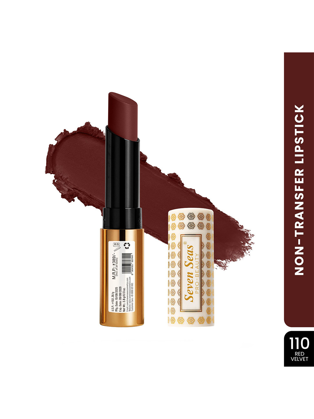 Seven Seas Velvet Shot Long Lasting Bullet Lipstick - 3.8 g - Red Velvet - 110