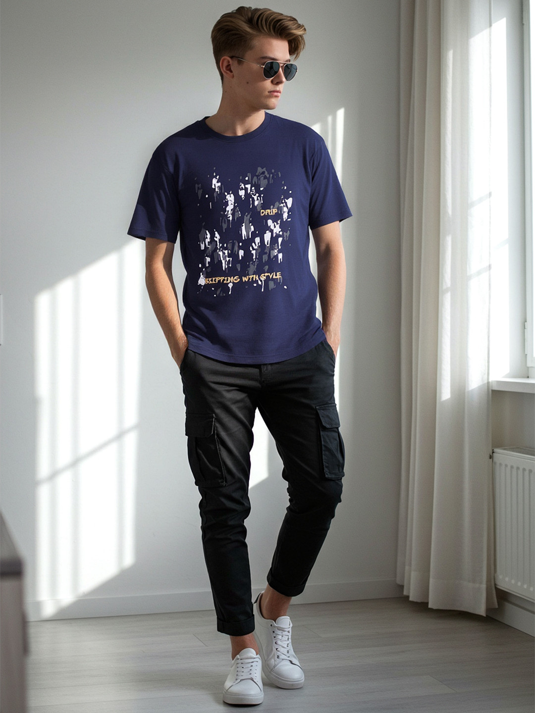 glitchez Comfy Drip Printed Oversized T-shirt