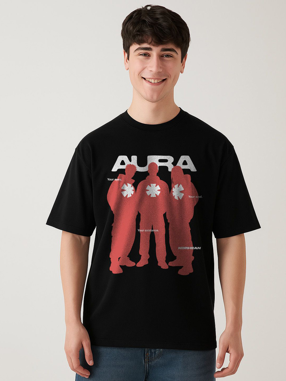 The Korhean Store Unisex Aura Streetwear Oversized Graphic Printed Cotton Tshirt