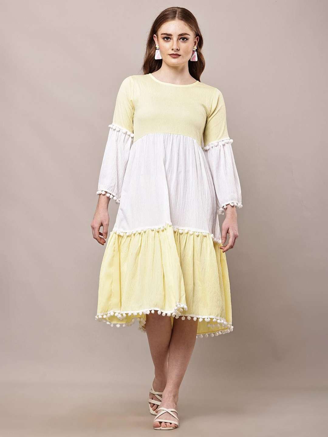 BAESD Women Colorblocked Crepe A-line Dress
