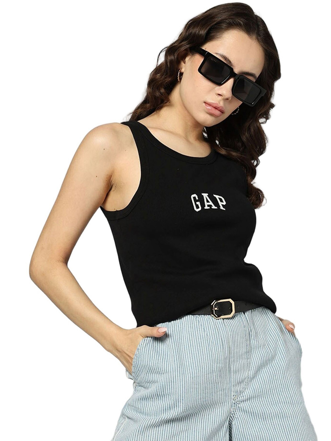 GAP Brand Logo Embroidered Fitted Top