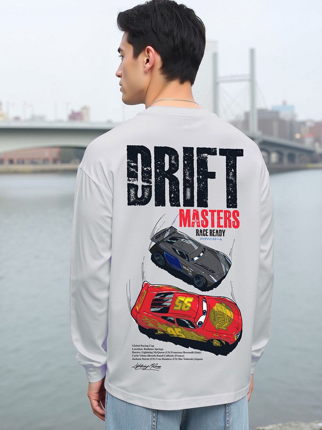 Bewakoof Men Cars Graphic Printed Round Neck Cotton Oversized T-shirt