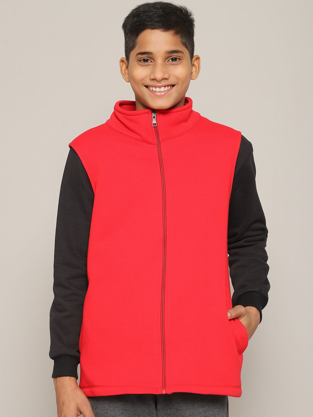 RUTE KIDS Boys Red Running Open Front Jacket