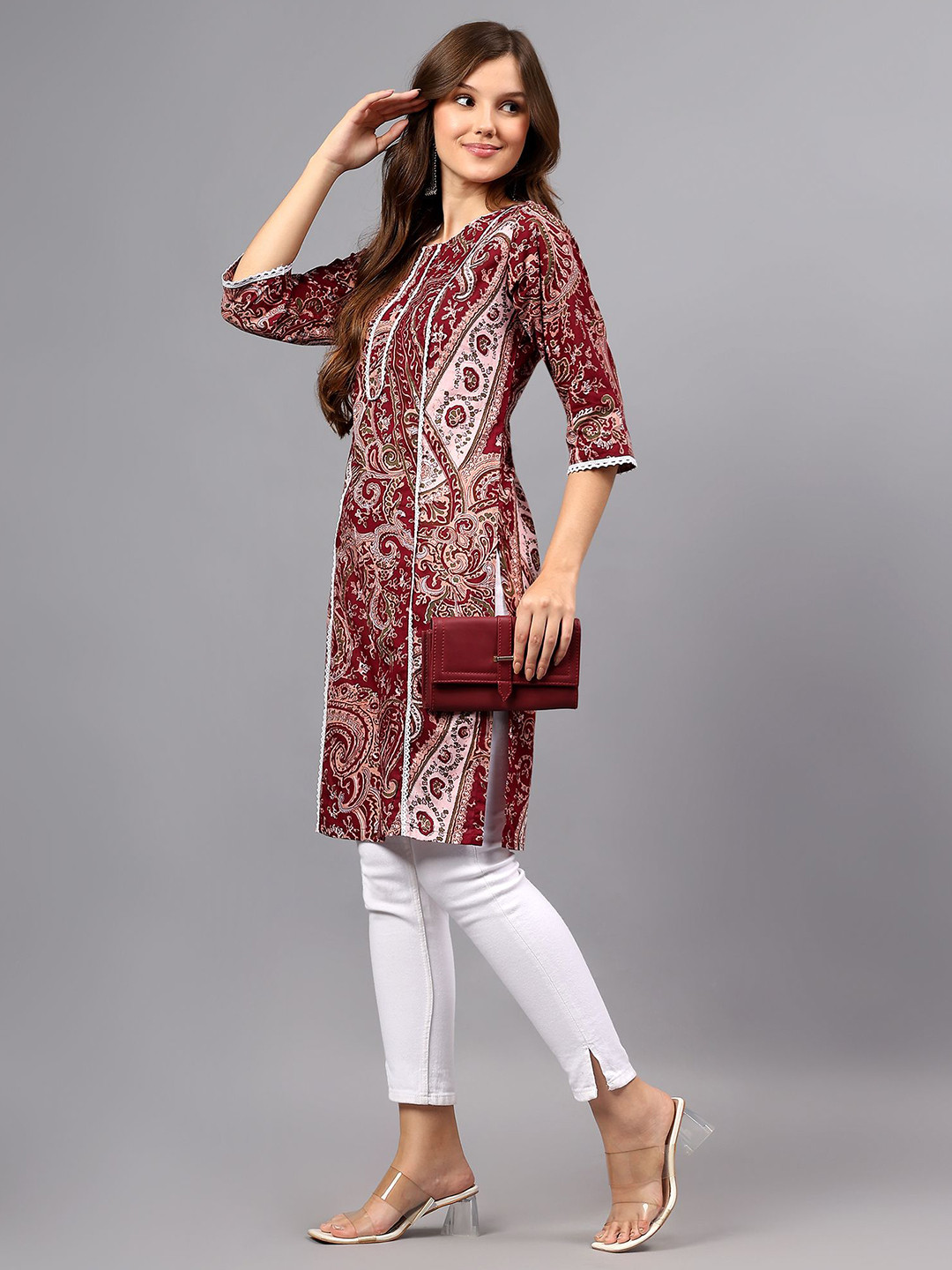 ZARISTAA Paisley Printed Pure Cotton Straight Kurta