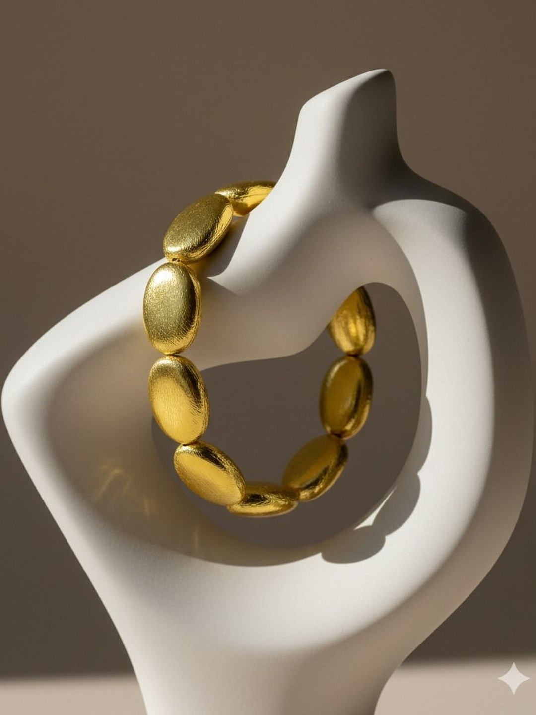 Chic Laddies Women Brass Gold-Plated Pebble Bead Bracelet