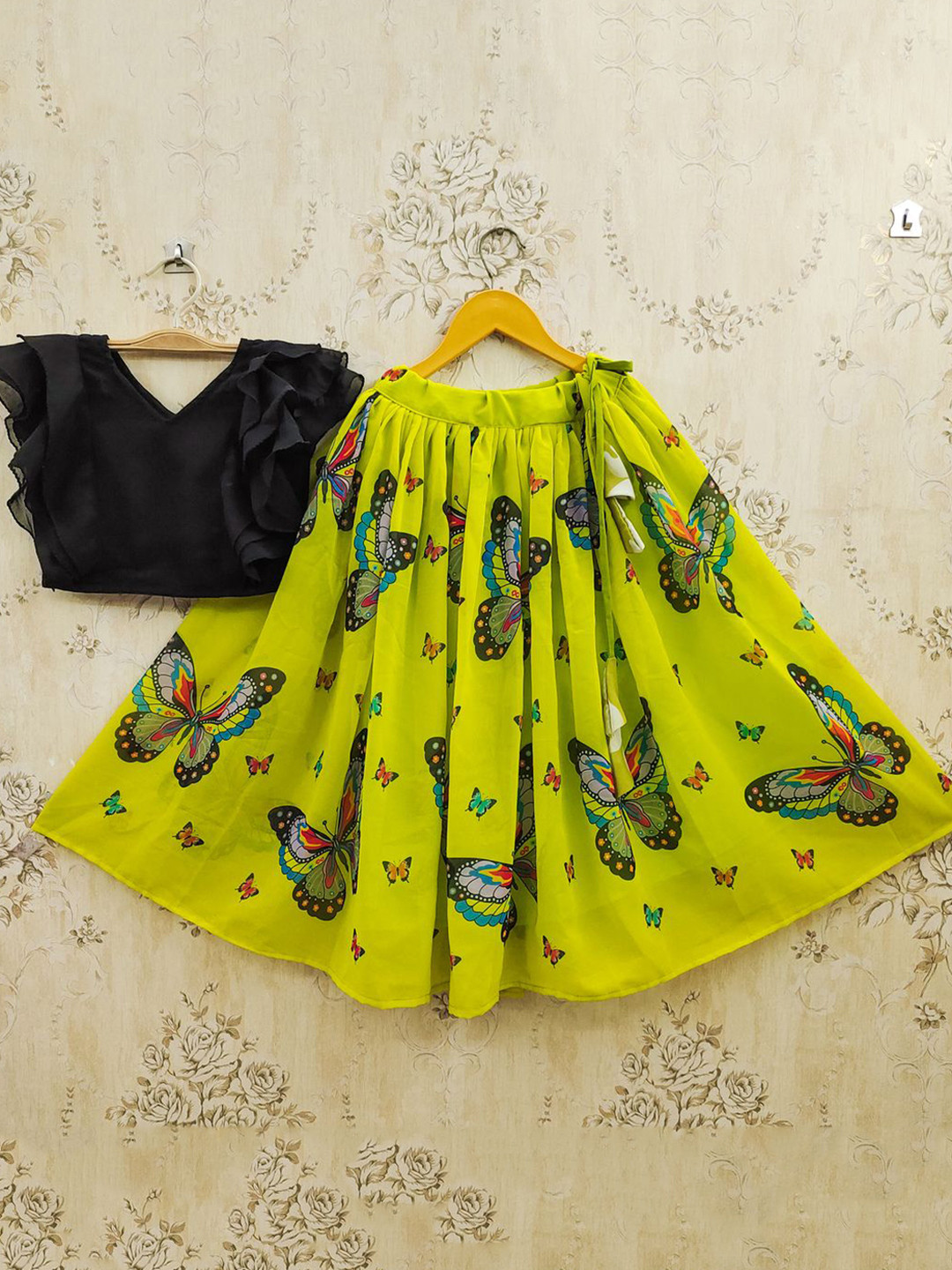 JOVK DESIGN Girls Printed Drawstring Lehenga Choli