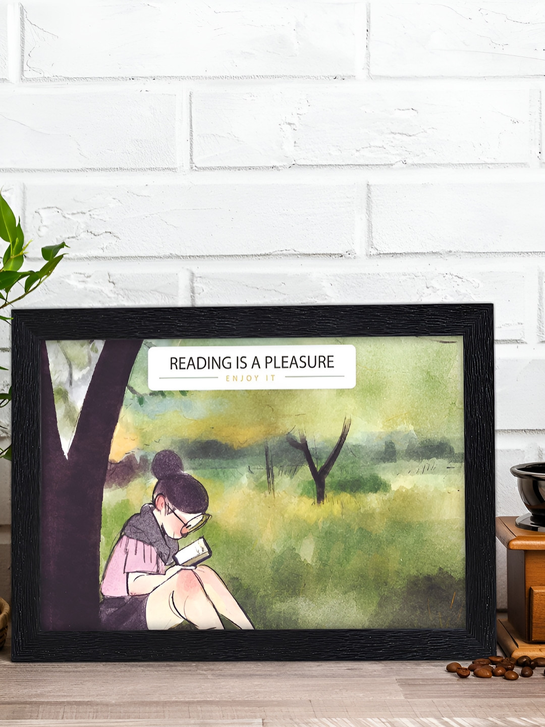 RANDOM Green & Pink Motivational Quote Printed Synthetic Wood Wall Frame