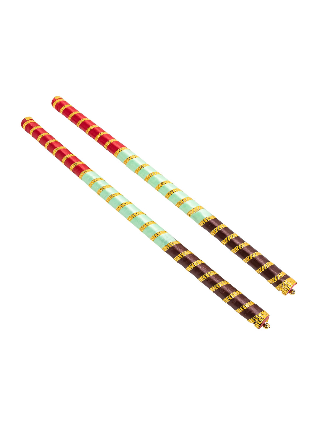 Golden Peacock Set Of 2 Dandiya Sticks With Satin Wrap